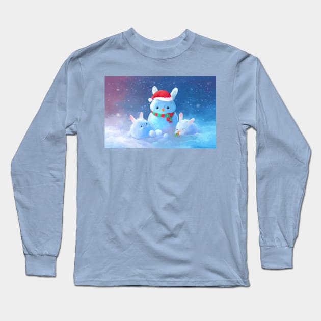 Cute Snow Bunnies Long Sleeve T-Shirt by Shellz-art
